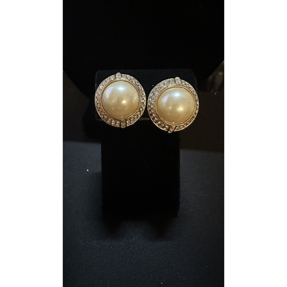 Vintage St. John Clip On Earrings Faux Pearl